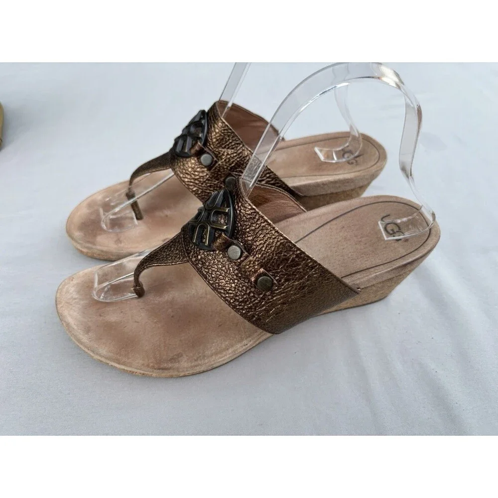 UGG Sandles - Cork Wedge Bronze Size 8